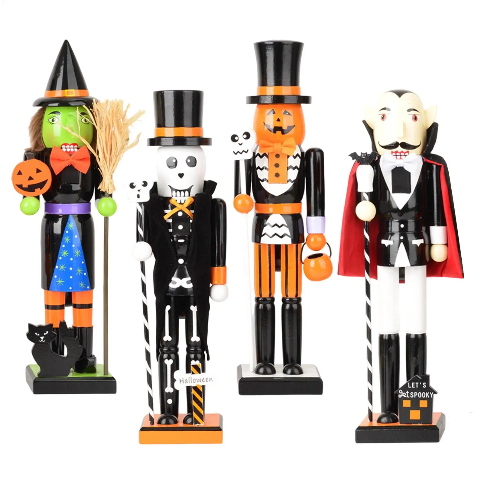 Nutcrackers Figures 15-inch Spooky Wooden Decor Centerpiece Statue Halloween Decorations for Indoor Outdoor Home House Apartment