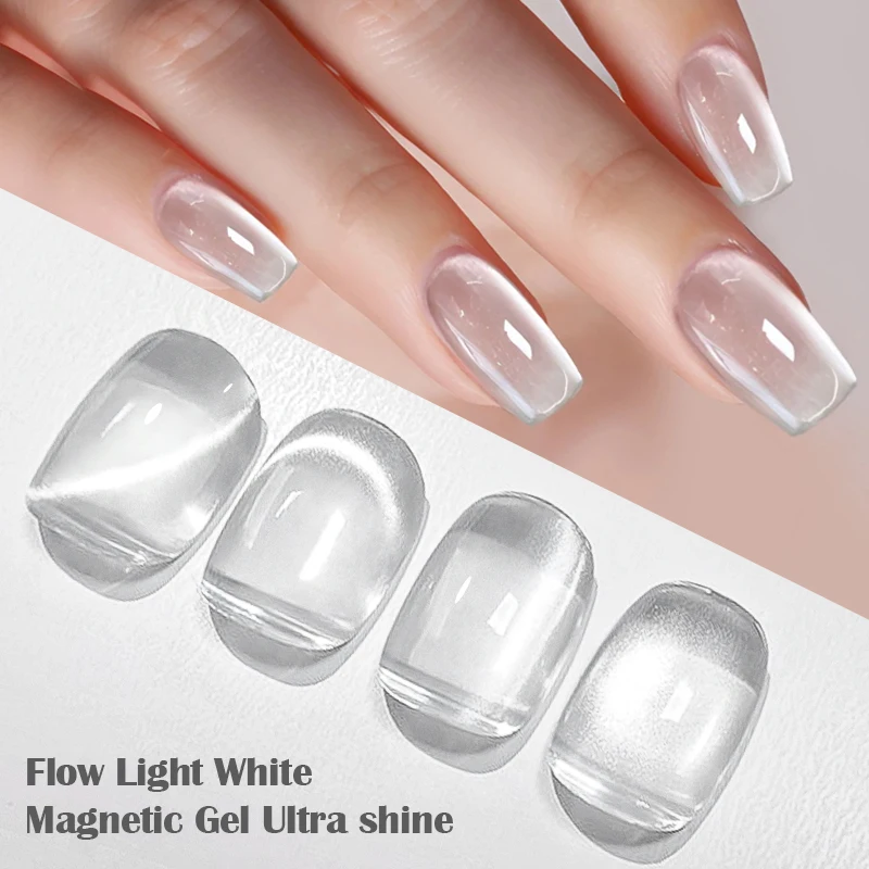 10 مللي تدفق ضوء الخزف الأبيض القط العين هلام البولندية الترا تألق المجسم بريق المغناطيسي المجرة تأثير مسمار الغراء هلام مسمار #4