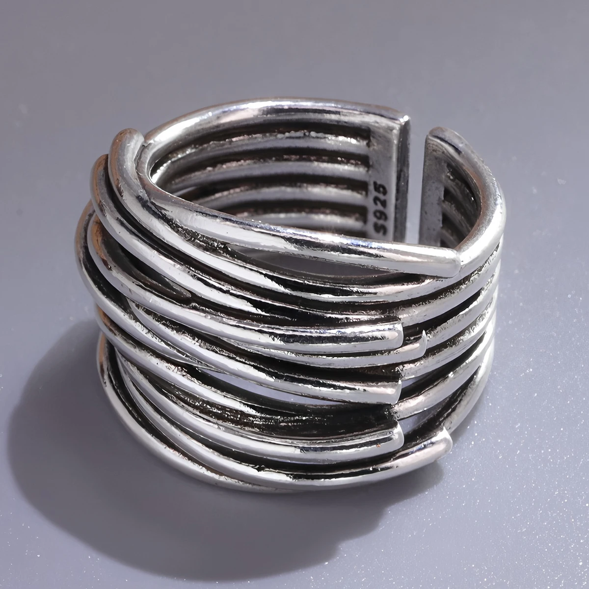 Sam Panda 925 Sterling Silver Multi-Layer Line Wrap Ring For Women Gift Irregular Geometric Jewelry Wholesale Dropshipping