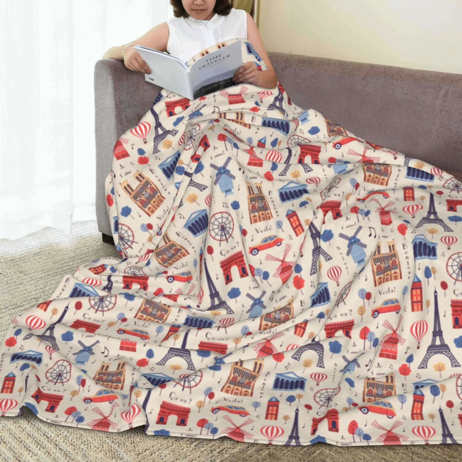 Paris Landmark Print Sherpa Fl - đánh giá và giá Home Textiles Paris
