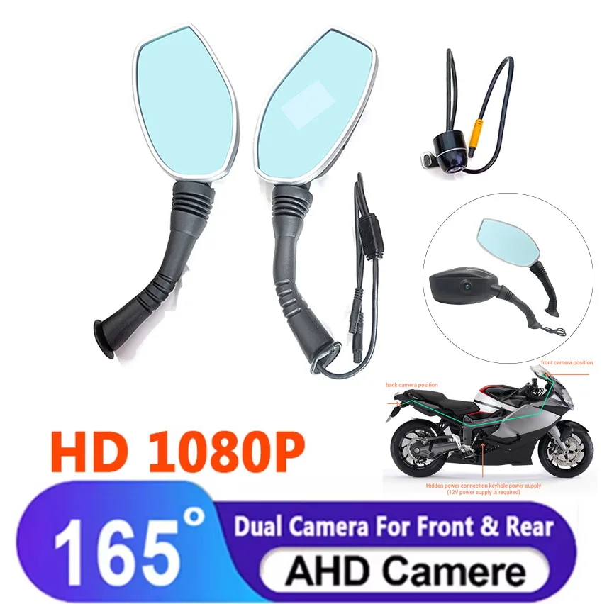 

Motorcycle DVR Dash Cam 1080P Waterproof Dual Lens Front & Rear View Mirror Camera 165 Degree Wide Angel Action Video Recorder