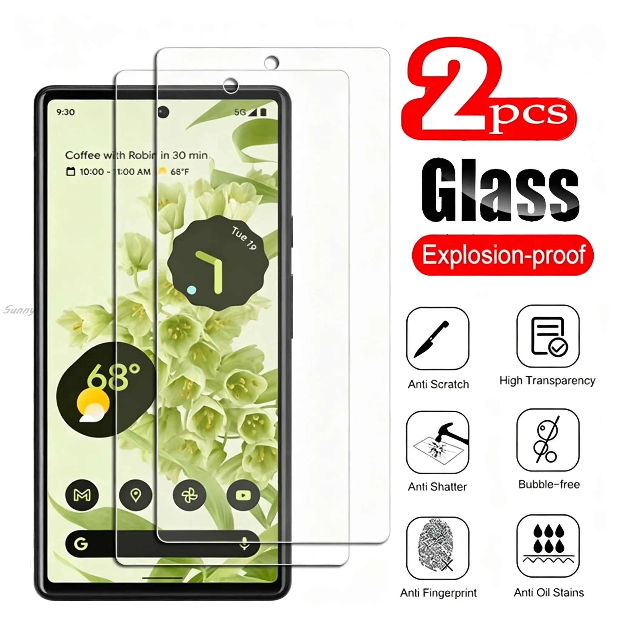 Fingerprint Unlock Tempered Glass Screen Protector For Google Pixel 11 Pro XL HD Protective Film For Google Pixel 9 10 Pro XL 9A