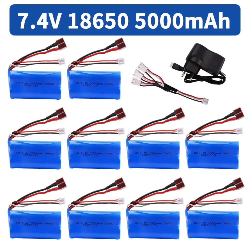 7.4V 18650 5000mah 20C Battery For Wltoys 144001 A959-B A969-B A979-B K929-B 12428 12423 10428 RC Car Spare Parts 2S lipoBattery