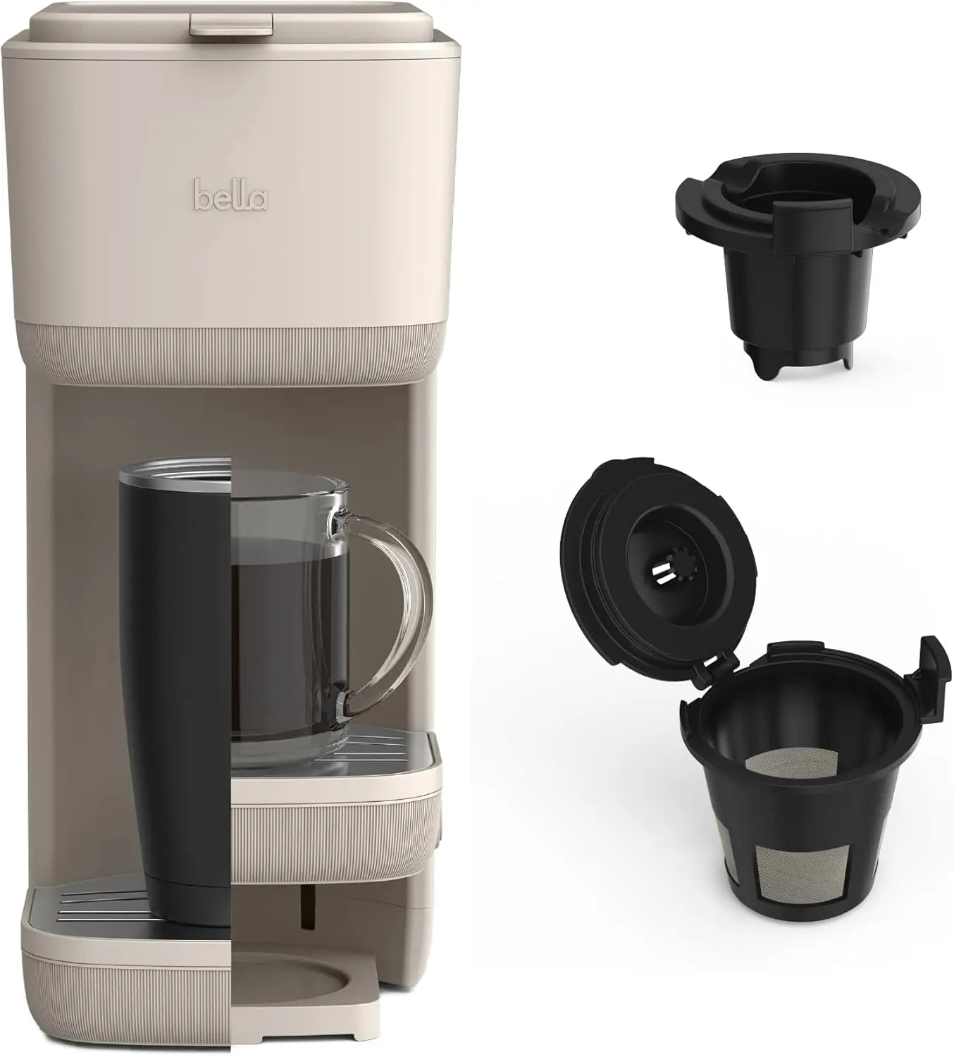 

Single Serve Coffee Maker with Removable Drip Tray, Auto Shutoff, Brews 6oz to 14oz, Compatible with K Cup & Ground Coffee