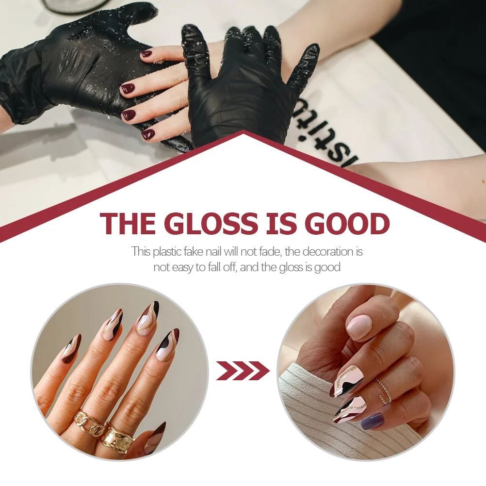 

48 Pcs Detachable Fake Nail Tips Long False Women Patches Nails Manicure DIY Full Cover