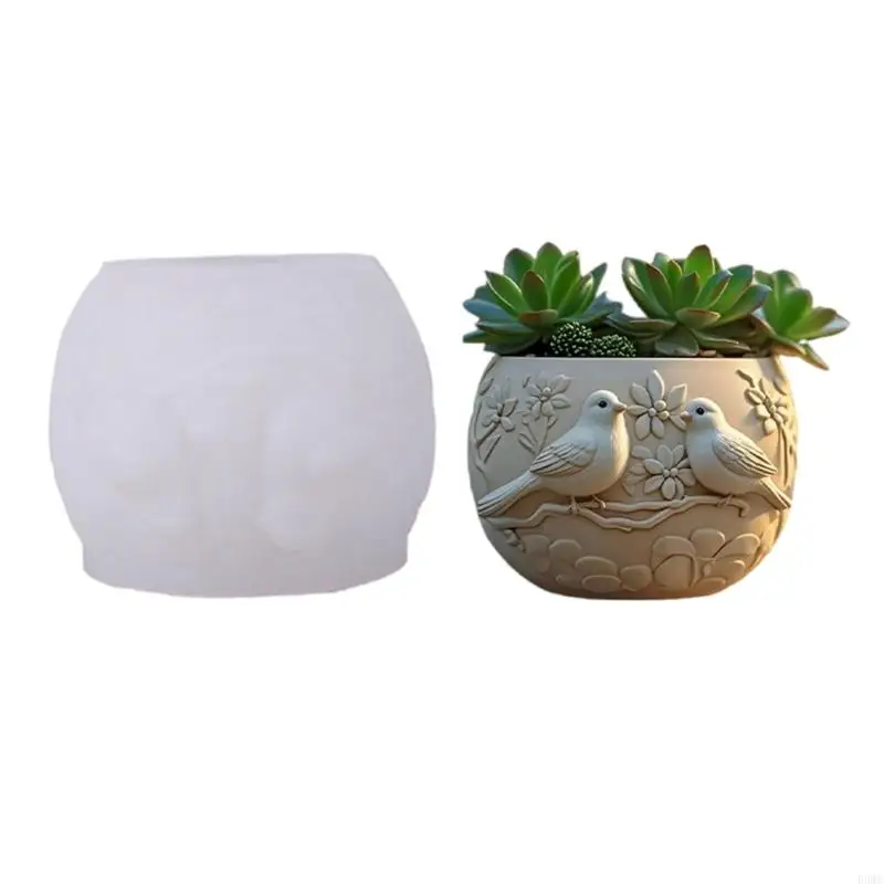 

R3MC Reusable Birds Planter Mold for Crafting Resin Jewelry and Succulents Pots
