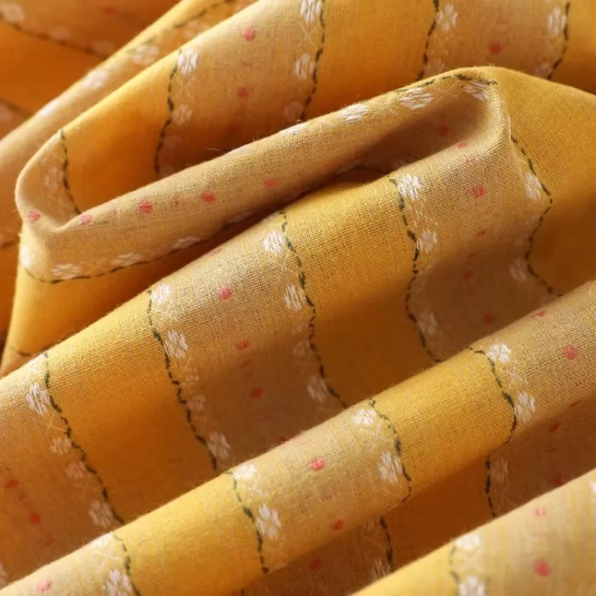 

Горизонтальная полосатая пряжа, окрашенная цветочным жаккардом хлопчатобумажная ткань для винтажного платья-рубашки, детский дышащий текстиль ручной работы «сделай сам»