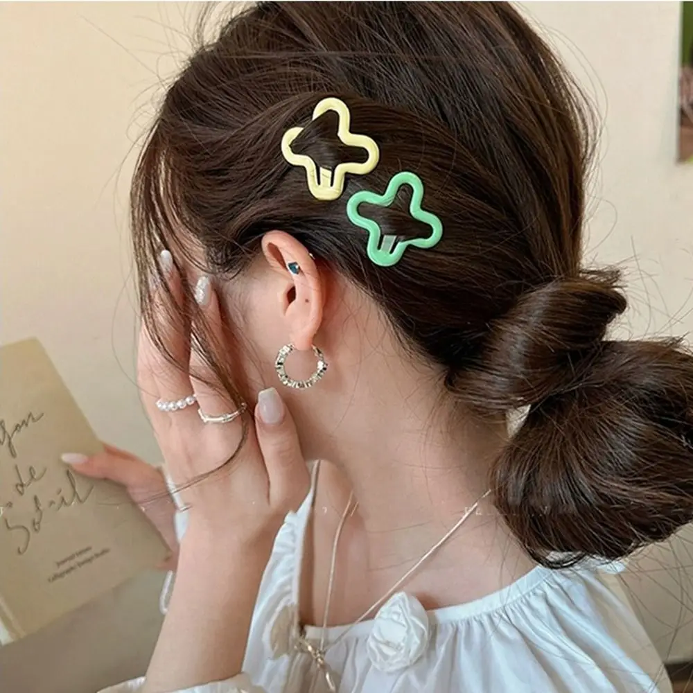 

10 Pcs/Bags Sweet Alloy Flower Hairpin Set Geometry Y2k Cute Hair Clip Headwear Duckbill Clip Side Clip Girls