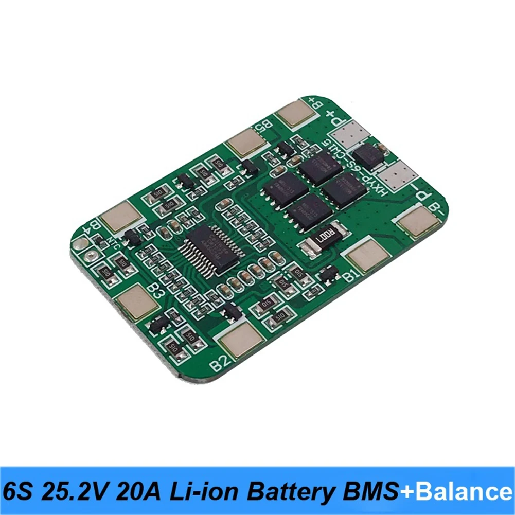 6S 25.2V 20A BMS Lithium Battery Board with Balancing for 25V Screwdriver and 24V Battery Pack Use