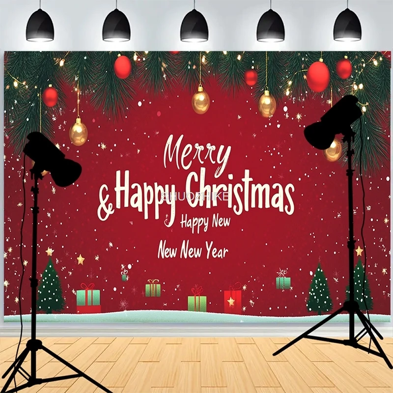 Christmas Tree Gifts Wooden Photography Backdrop Living Room Snowflake Family Party New Year Holidays Studio Background XH-20