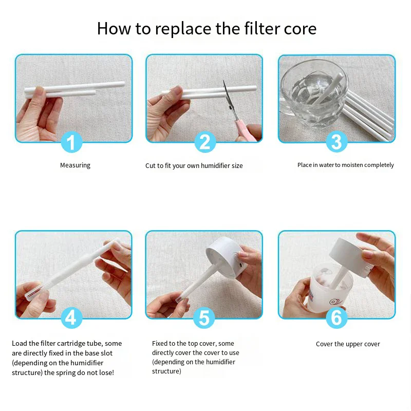 10 Pieces 8*150mm Humidifiers Filters Cotton Swab for USB Air Ultrasonic Humidifier Aroma Diffuser Replace Parts Can Be Cut