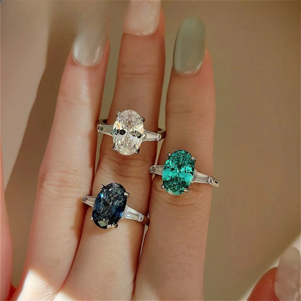 Exquisite 925 pure silver crushed ice ring, ultra-bright high-carat diamond, exclusive high-end Tanzanite blue gemstone ring