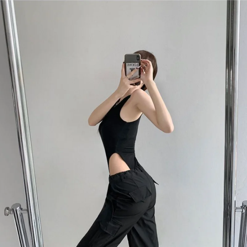 

Сексуальный облегающий цельный жилет 2021, женский летний жилет с застежкой на талии, Svel Base irt со скрытыми пуговицами, с высокой талией