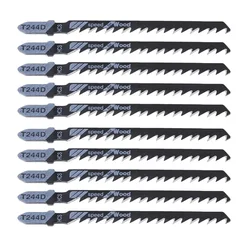 10pcs T144D T244D HCS Jigsaw Blades For High Speed Wood Board Plastic Cutting 100mm Reciprocating Saw Blades For Black & Decker