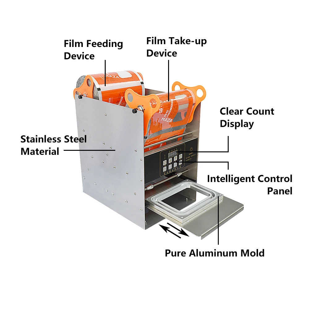 Shuchen Full Cup Sealing Machine Plastic Tray Sealer Paper Cup Milk Tea Foil/Film Packing Machine For Meat Vegetables Storage