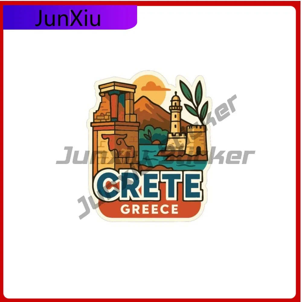 

Crete Greece Waterproof Sticker Vinyl Die-cut Decal Travel City Skyline Landmark Design V 125 Motorcycle Bumper Truck Electric