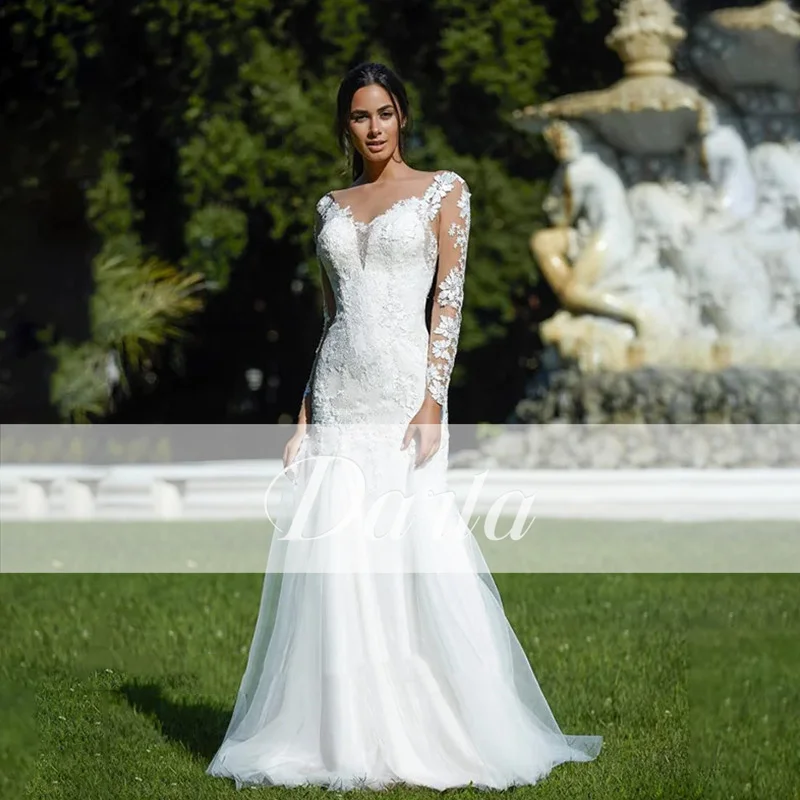 Robe de Mariée en Tulle Blanc à Manches sulf, Tenue de Bal Exquise, Sexy, Dos aux, lèvent, Tension Icide, Applique en Dentelle, Tout ce qui est Personnalisé à 2025