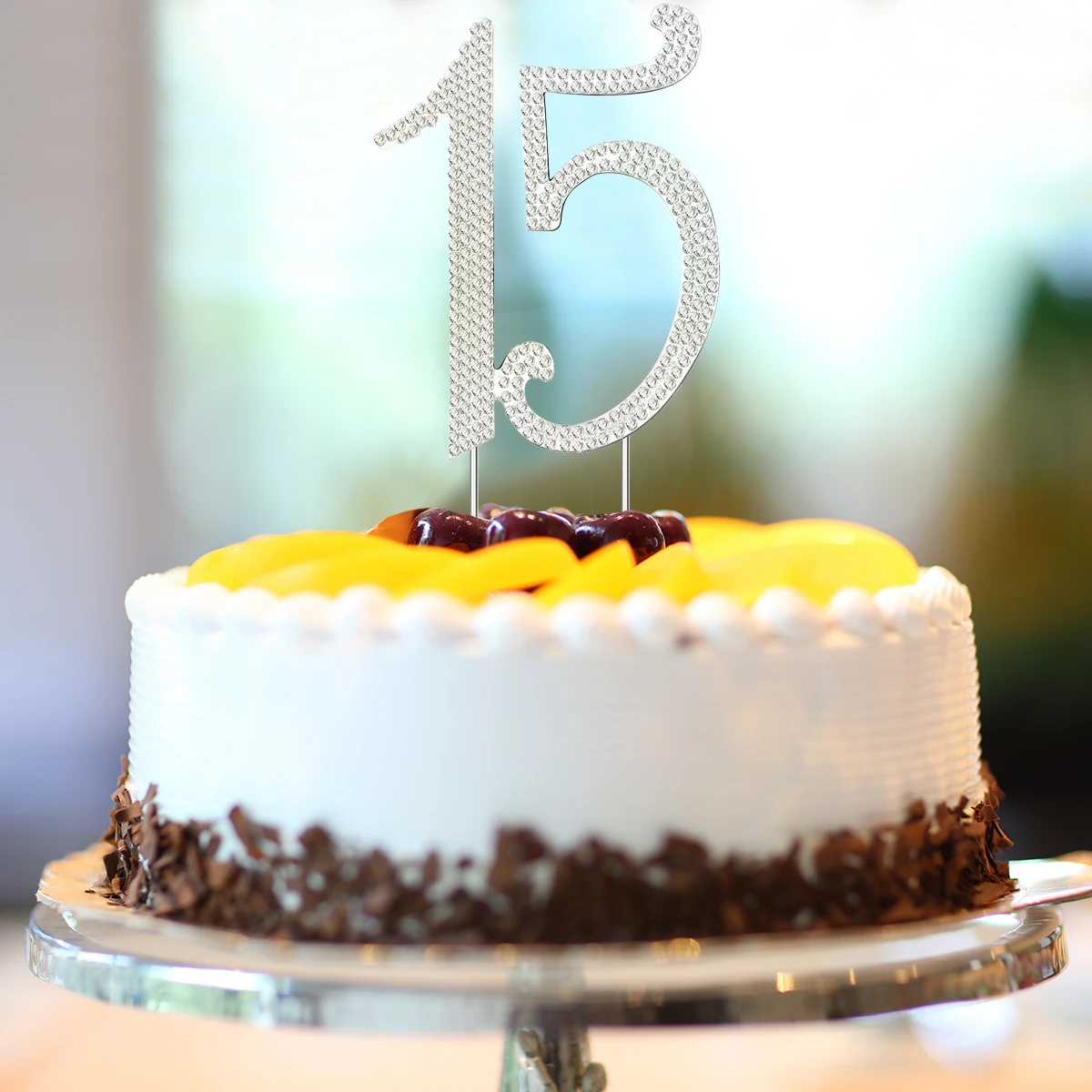 

Rhinestone Cake Toppers Birthday Anniversary Number Decorations Silver Alloy Party Wedding Banquet Reusable Elegant