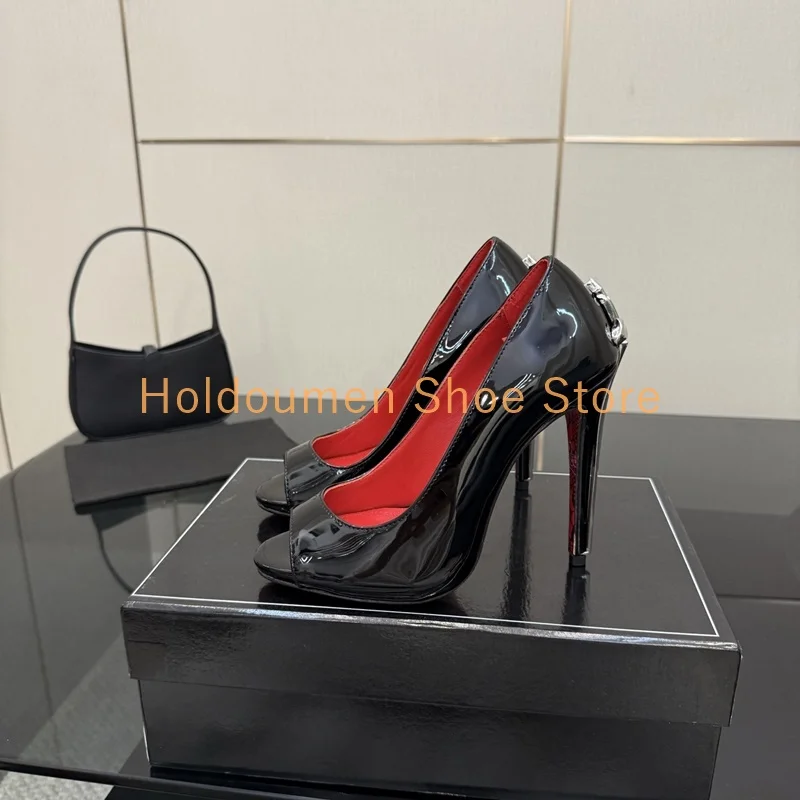 

Silver Scepter Strange Heel Design dark Leather Peep Toe Pumps Fashion Suede Platform Elegant Evening Shoe Party Lady Dress Shoe