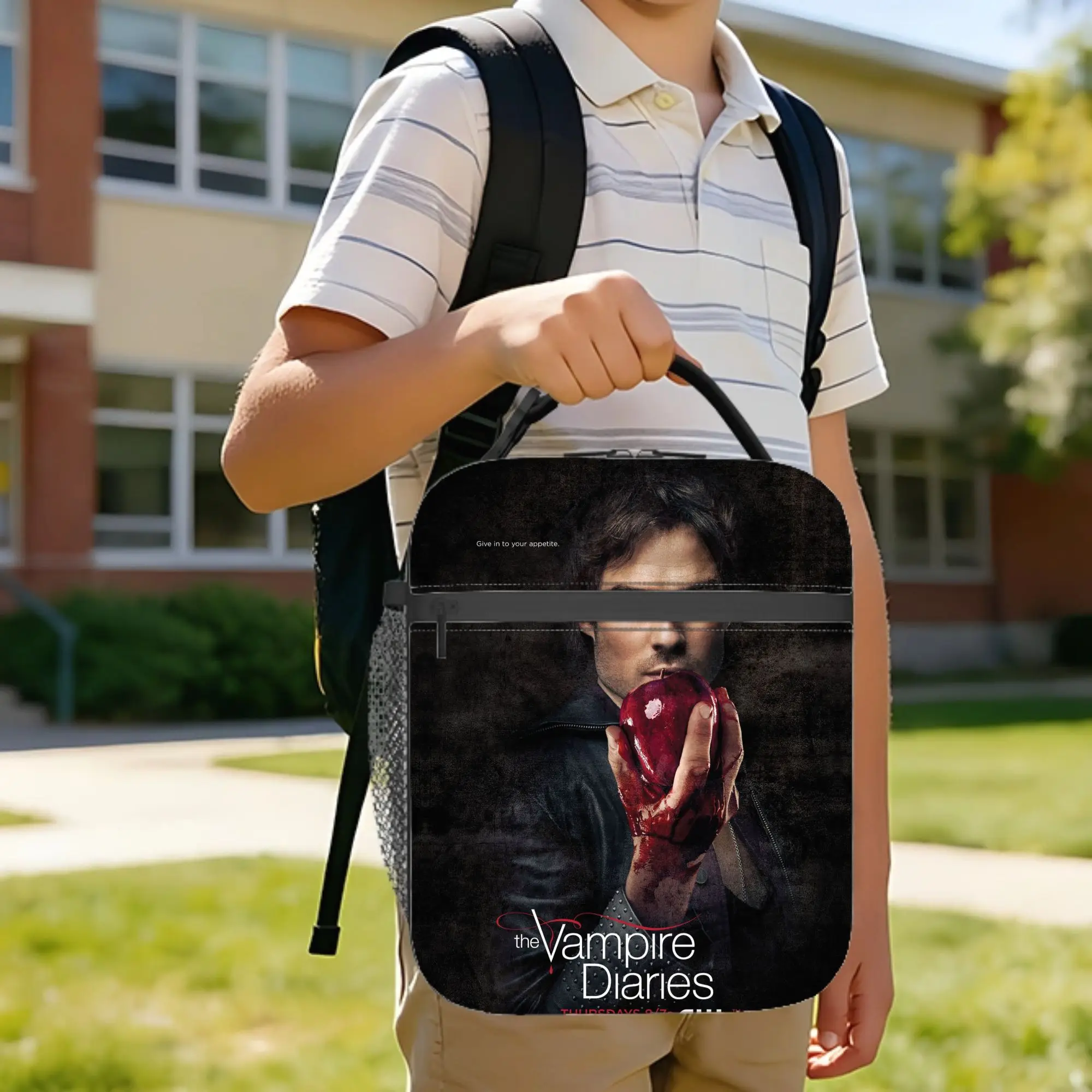 The Vampire Diaries Insulated Lunch Bag Thermal Bag Reusable,Meal Container Horror High Capacity Tote Lunch Box Food Storage Bag