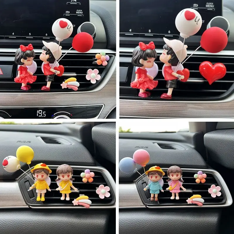 

Car Air Freshener Cute Cartoon Couple Perfume Creative Balloon Decor Long Lasting Fragrance Clip