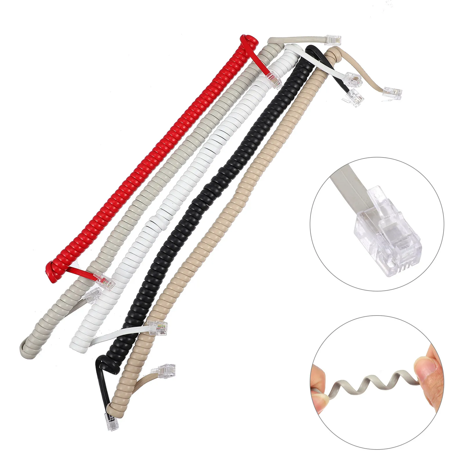 10Pcs Universal Coiled Cord Telephone Cable for Home Office Landline Phone Replacement Accessory Coiled Telephone Cord