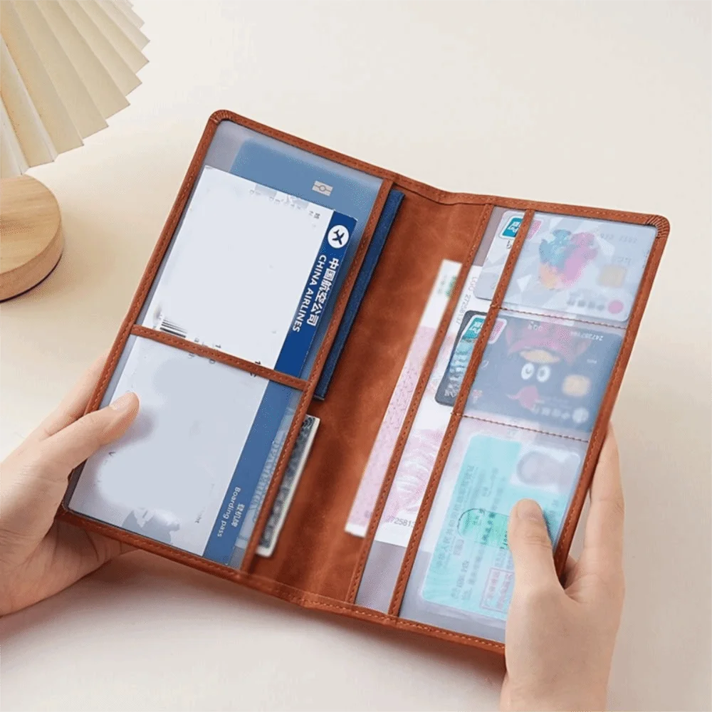 

Card Holder PU Leather Passport Bag Purse Ticket Holder Passport Clip Passport Cover Airplane Check-in Storage Card Bag Men