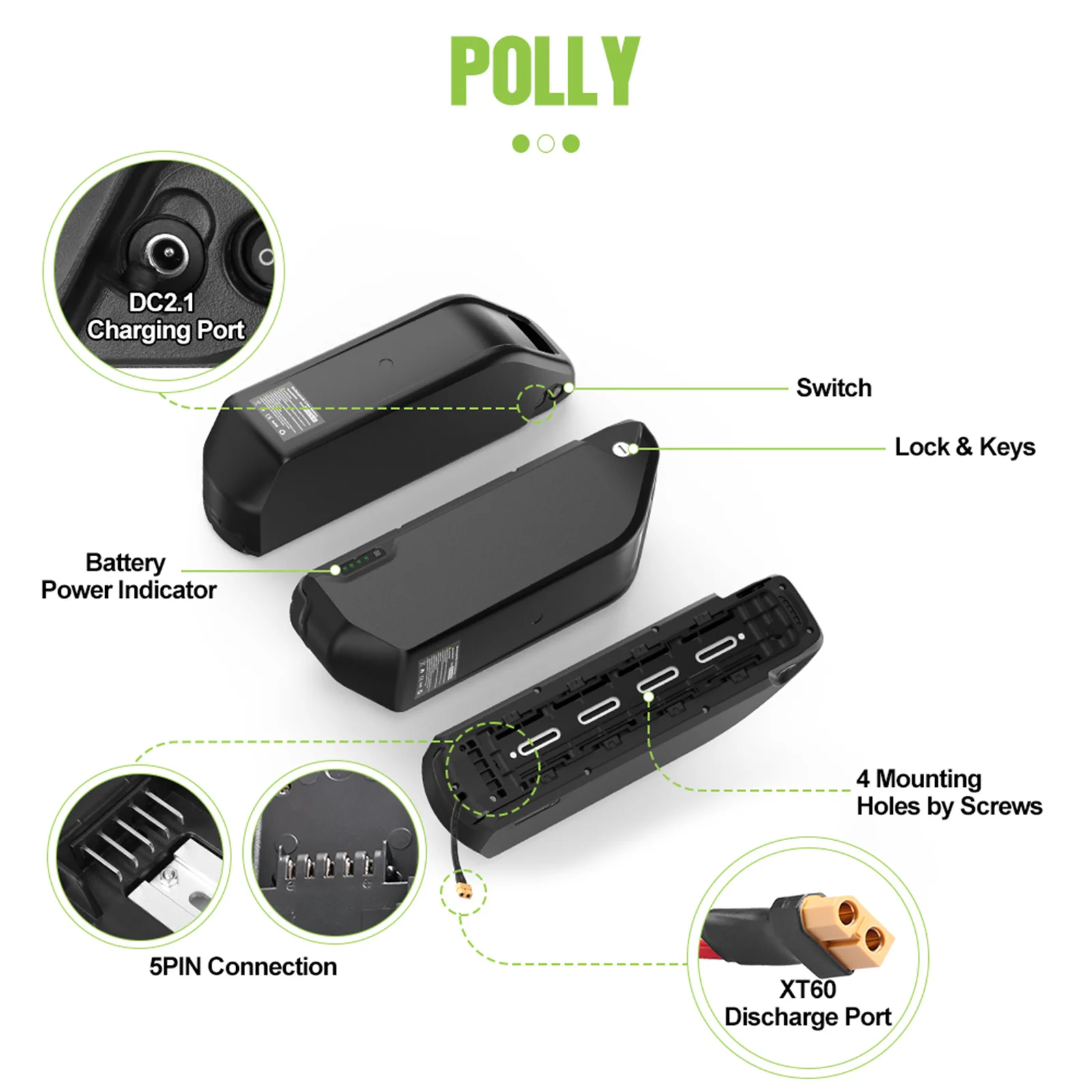 EBike Battery 48V 52V 36V Hailong 30A BMS Electric Bicycle Downtube Lithium Battery Pack For 1500W 1000W 750W 500W 250W Motor