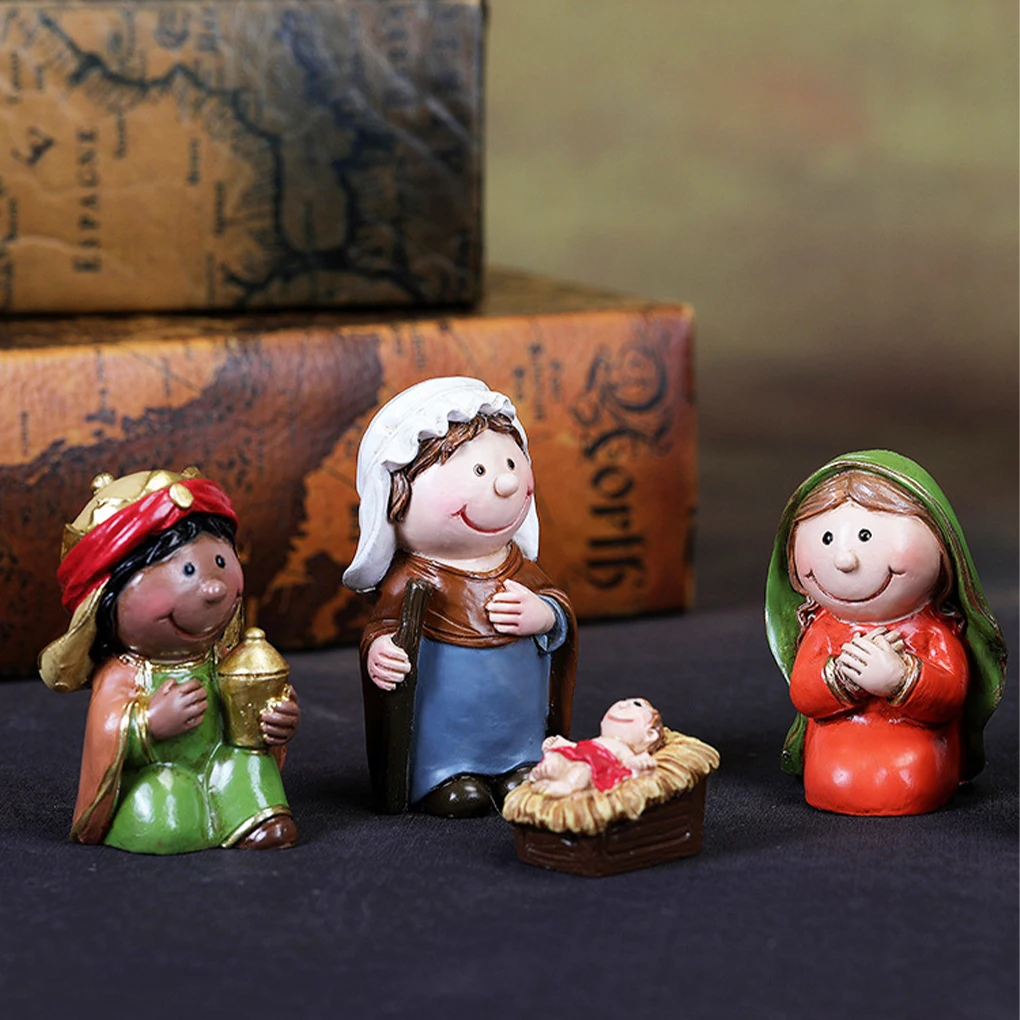 Resin Nativity Set With LED Light For Kids Complete Scene Statue Set For Multiple Usage Occasions