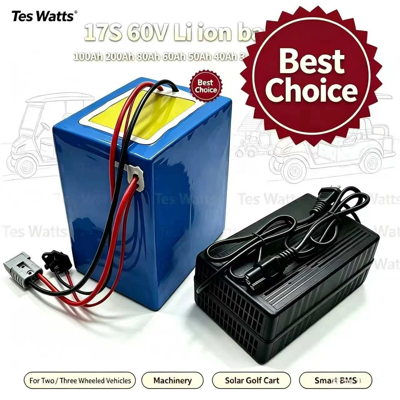 17S 60V 100Ah 200Ah 80Ah 60Ah 50Ah 40Ah 30Ah 120ah 150ah Li ion battery for Two Three wheeled vehicles machinery Solar Golf Cart