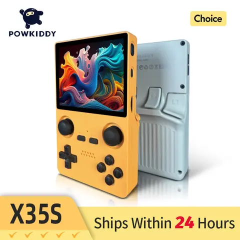 POWKIDDY X35S 3.5인치 IPS 스크린 640(MIPI)x480 레트로 휴대용 게임 콘솔 PS 오픈 소스 시스템 RK3566 저렴한 어린이 선물