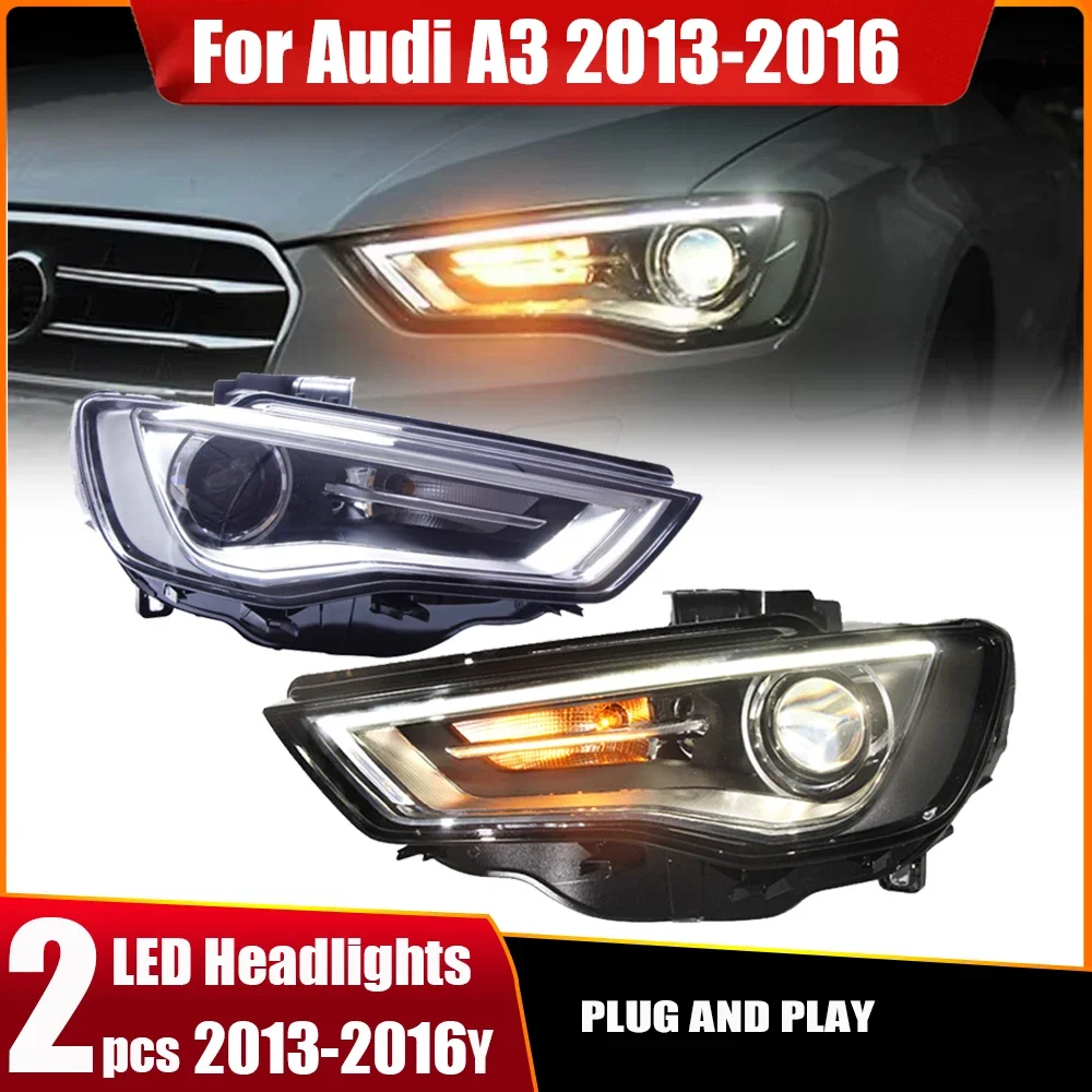 

2 шт. автомобильные светодиодные фары для Audi A3 2013-2016 для A3 фары светодиодные DRL линзы двойного луча Bosclear H7 HID ксеноновые би ксеноновые линзы