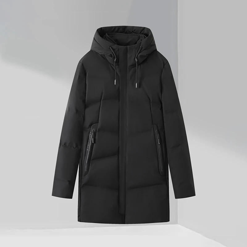 

Comfortable Faionable Men's down Jaet Hooded Mid-Length Durable Youthful Sle Casual Wear Versatile Sli New Winter 2024