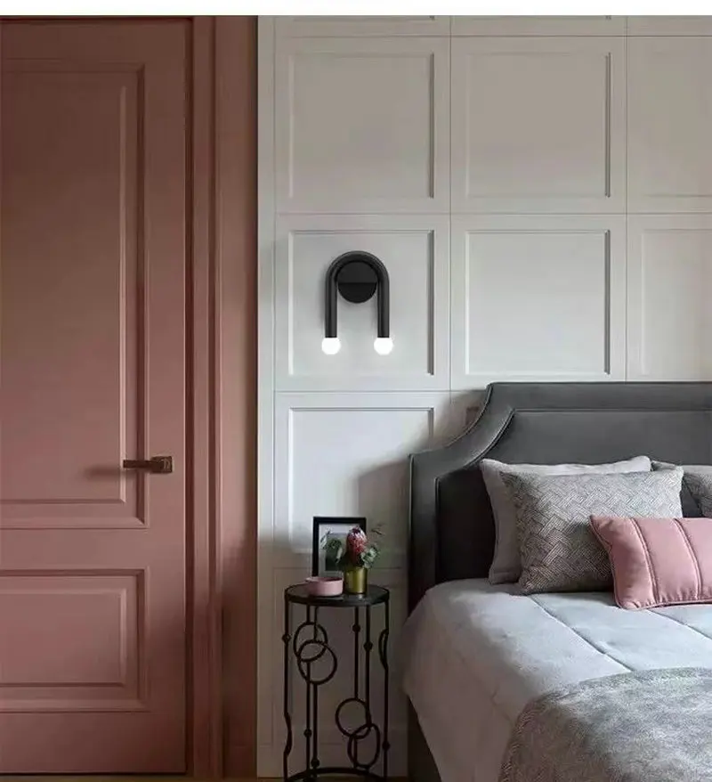 Lampada da parete nordica in ferro semplice, lampada da parete a forma di U dal design moderno e creativo, adatta per camera da letto, soggiorno, corridoio YX564GW