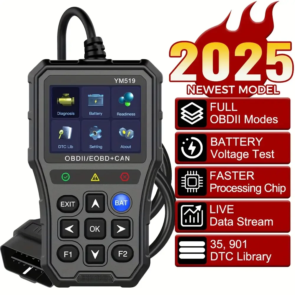 

Professional Multi-language OBD2 Code Reader YM519 Check Engine System Car Diagnostic Tool Fault Code Scanner Battery Tester