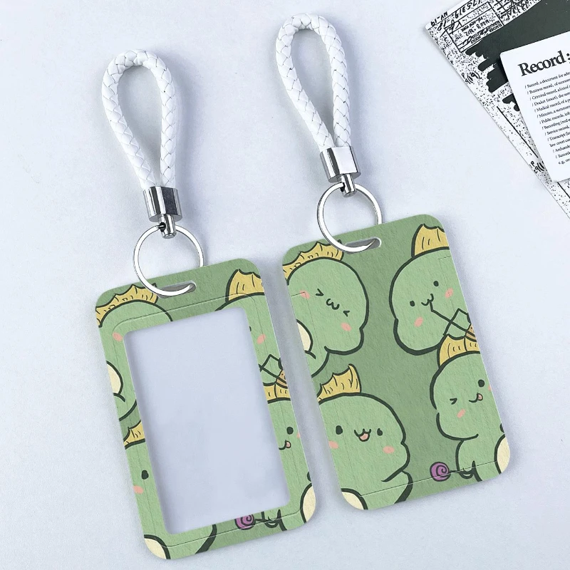 Transparent Card Holder Cartoon Dinosaur Bus Card Protective Case Student Campus Lanyard Cards Holder Credential Badge Holder