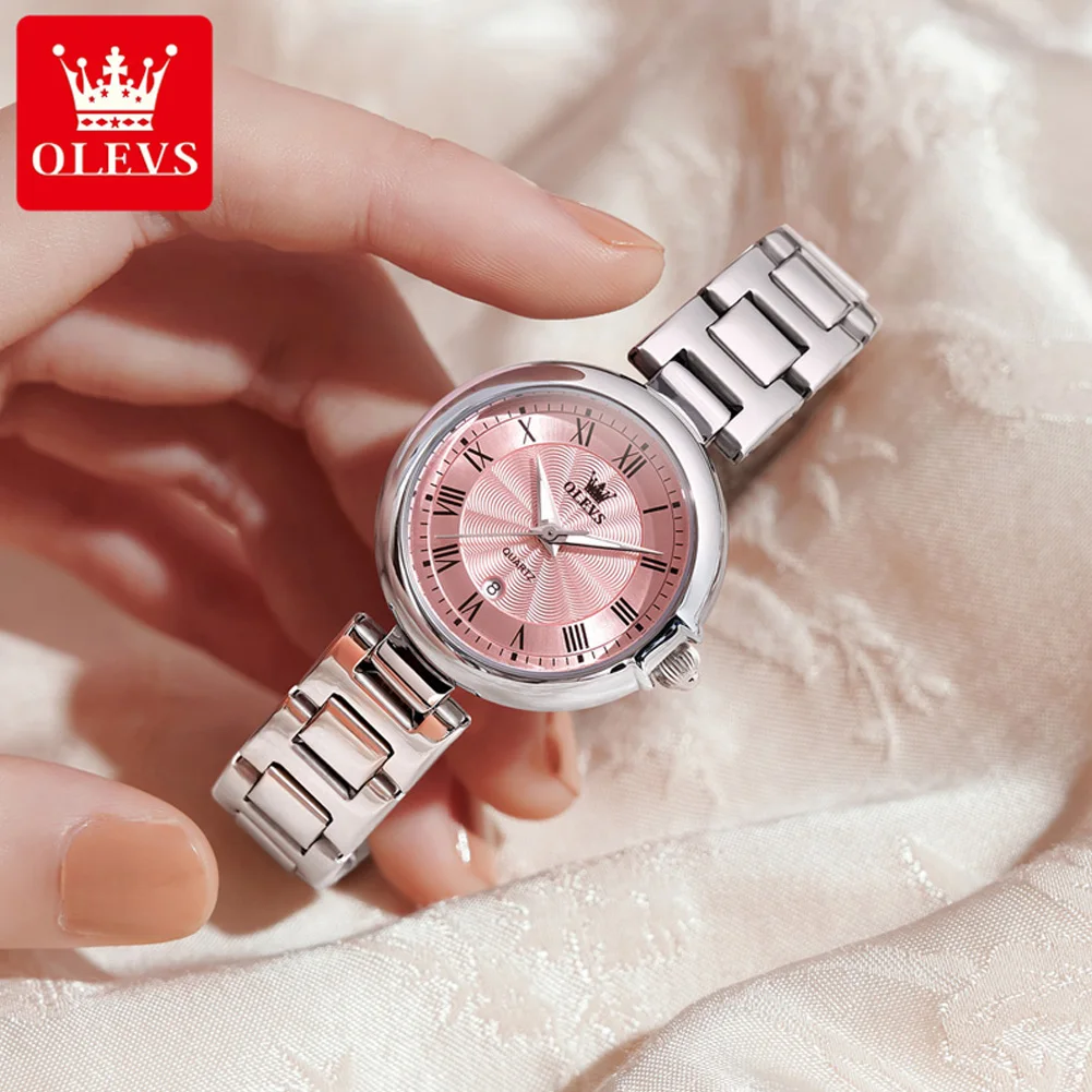 OLEVS 5608 Women\'s Watch Original Fashion Light Luxury Quartz Wristwatch Waterproof Luminous Reloj Chronograph Date Ladies Watch