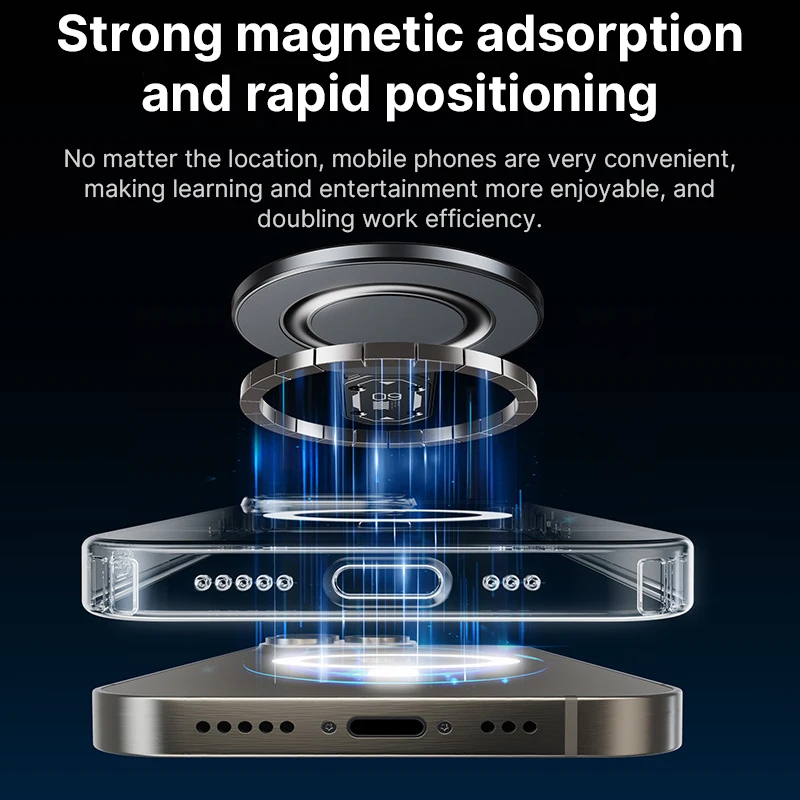 حامل الهاتف المحمول المغناطيسي 360 °   دوران آيفون 17 16 15 14 13 سلسلة تصميم الضغط سبائك الزنك رقيقة جدا المحمولة