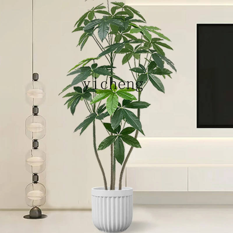 Zc Simulation Green Plant Pachira Macrocarpa Indoor Living Room Decoration Decoration Fake Bonsai Landscaping