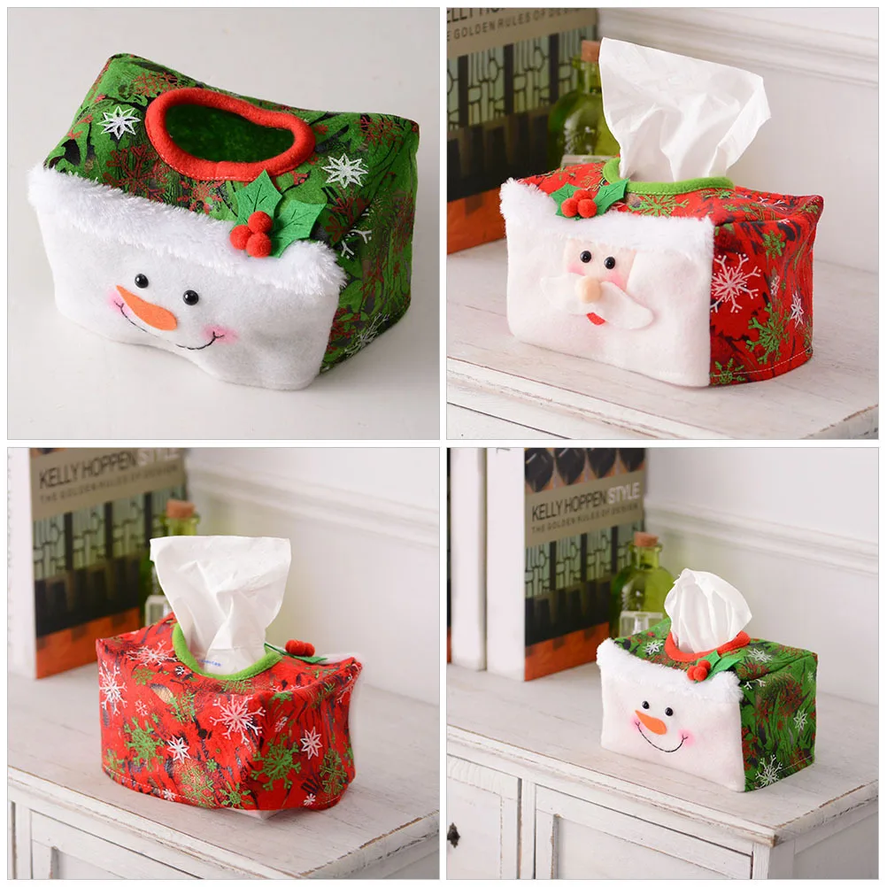 

2pcs Christmas Box Covers High Grade Non-Woven Fabric Tissue Holder Napkin Box Decor Cover Tabletop Decor Tissue Storage Bag