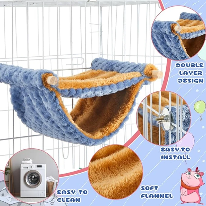 Haustier Hängematte Für Kleine Tier Doppel Dicken Plüsch Warme Bett Für Hamster Haus Nest Schlafsack Hängen Baum Betten Haustier Hamster Nest