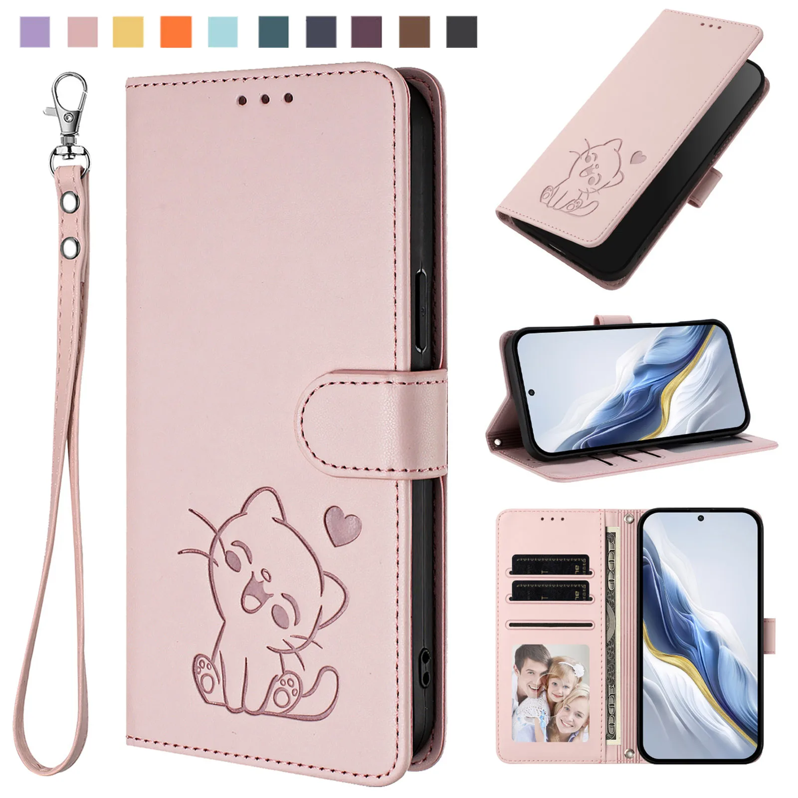 Magnetic Wallet Cute Flip Phone Case For Samsung Galaxy S26 S25 S24 S23 S22 S21 Strap Funda Card Holder Stand Book Leather Cover