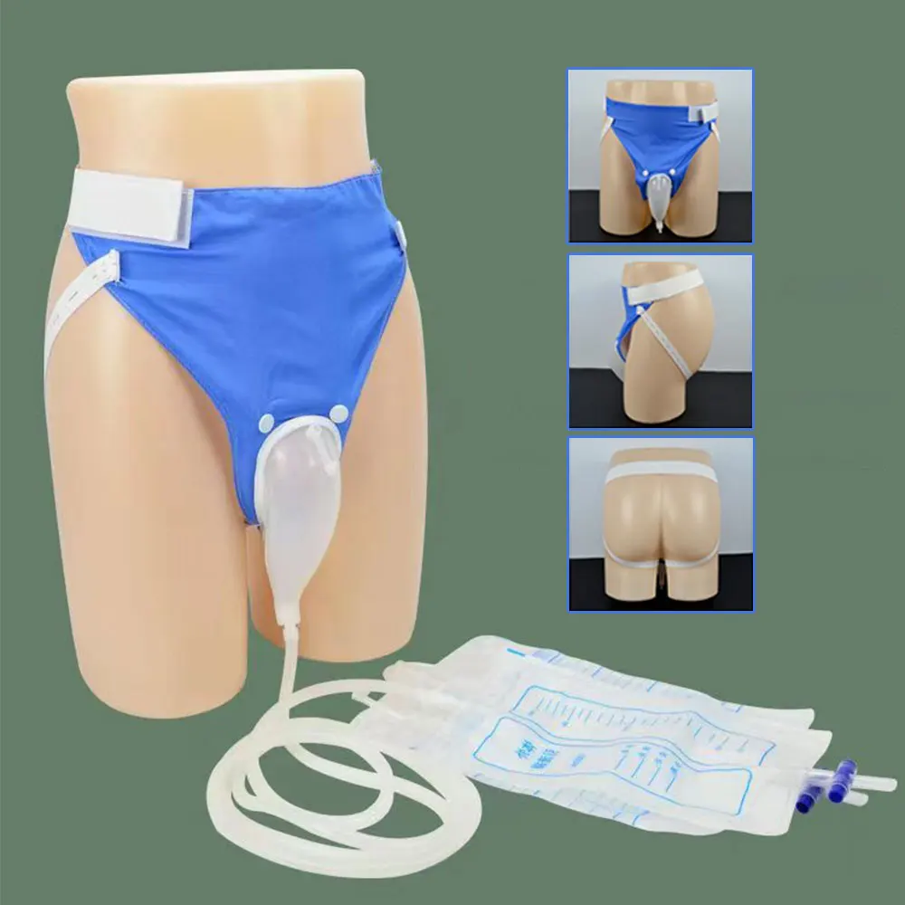 

Men Wearable Urine Drainage Bag Silicone Urinal Collector Pee Holder with Catheter 1000ML 2000ML for Male Incontinence Bedridden