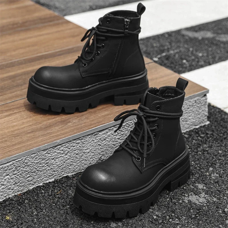 

Высококачественные зимние мужские ботинки большого размера, повседневная кожаная обувь с высоким берцем, мужские уличные ботильоны, модные мужские ботинки