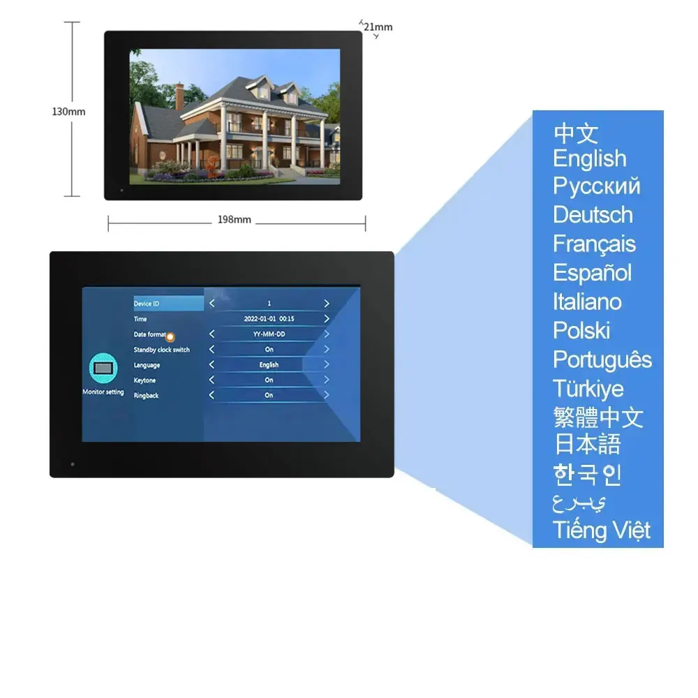 Imagem -02 - Smart Tuya Video Doorbell Monitor de Polegadas Wifi Campainha ao ar Livre Interfone Ip65 à Prova Dágua Desbloqueio de Cartão Indutivo Câmera do Telefone