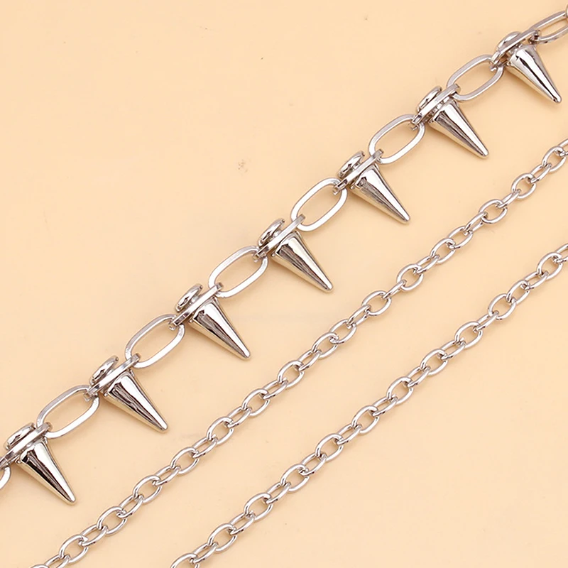 Hip-hop punk metal rebites calças corrente multi-camada cintura corrente vestir-se calças cem para homens mulheres cintura corrente jóias