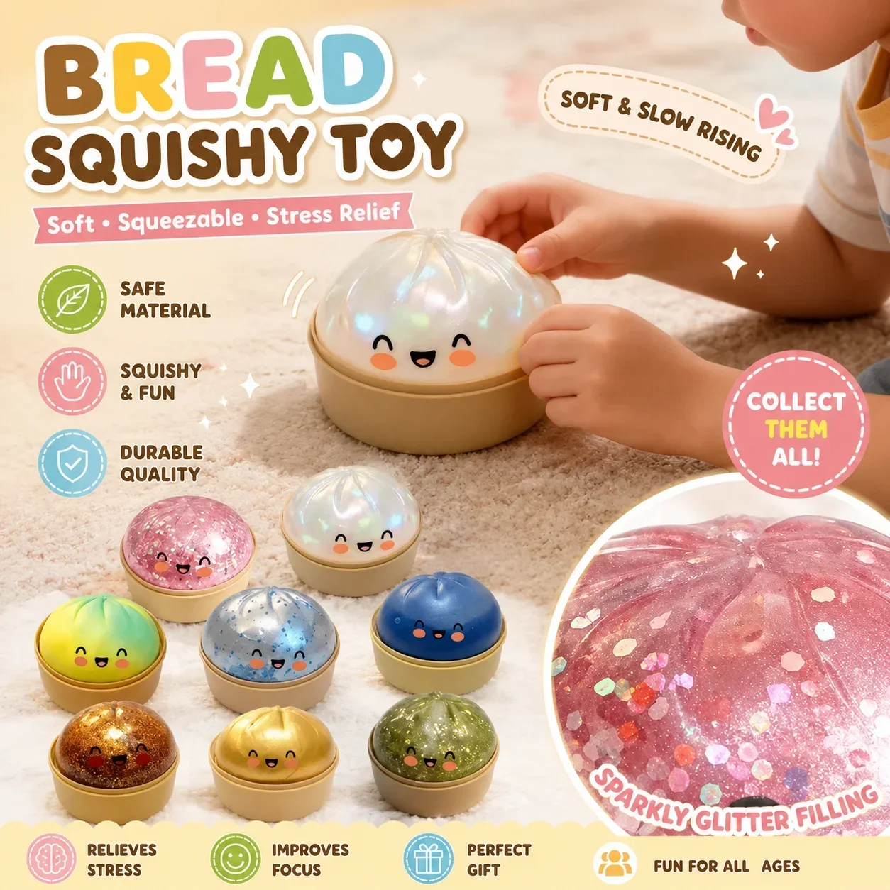 

Simulation Steamed Bun Modeling Cute And Interesting Decompression Soft And Non-sticky Hand Relieve Squeeze Toys Children Gift