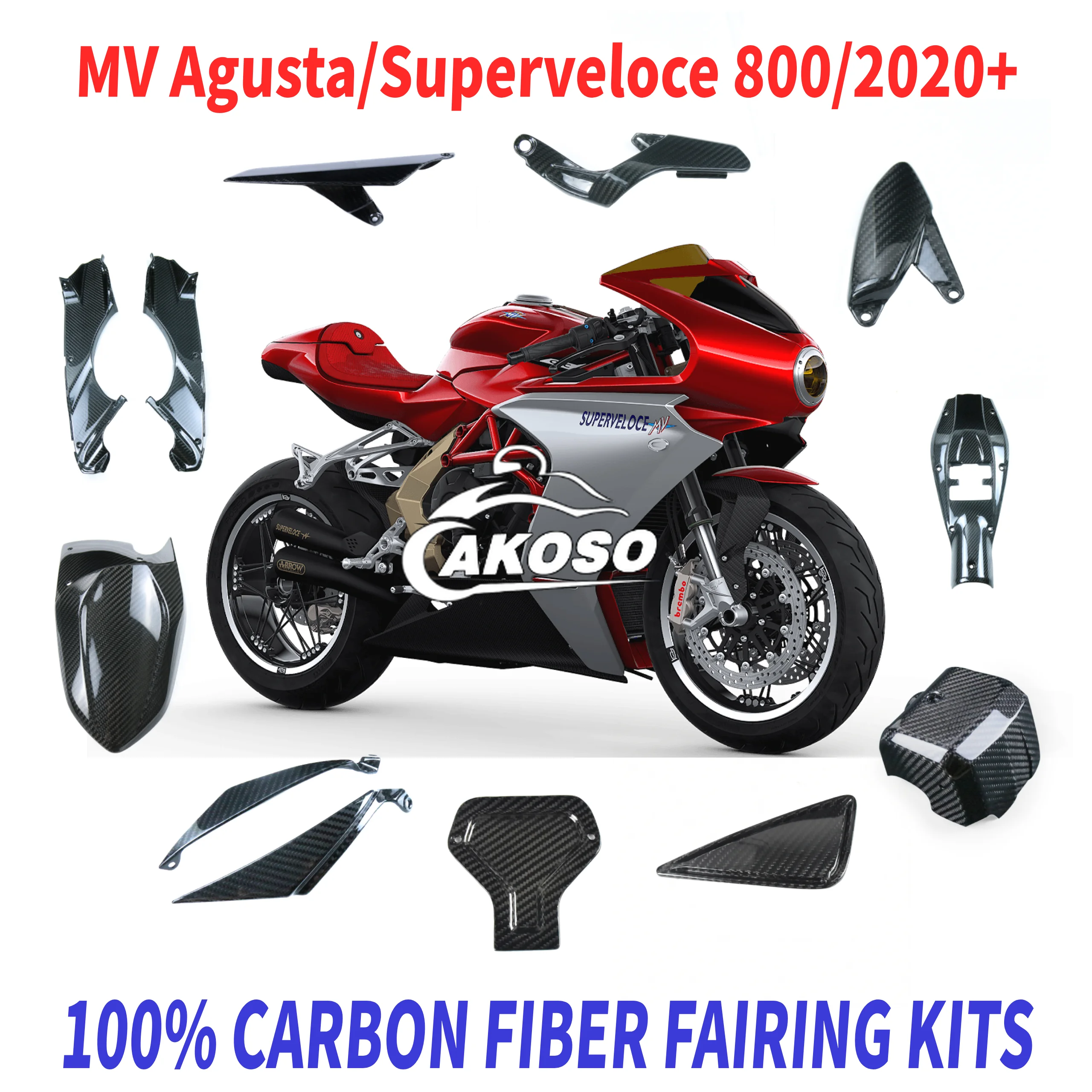 

For MV Agusta Superveloce 800 2020+ Carbon Fiber Fairing Kits Modified Motorcycle Accessories Body Panels Fenders Exhaust Cover