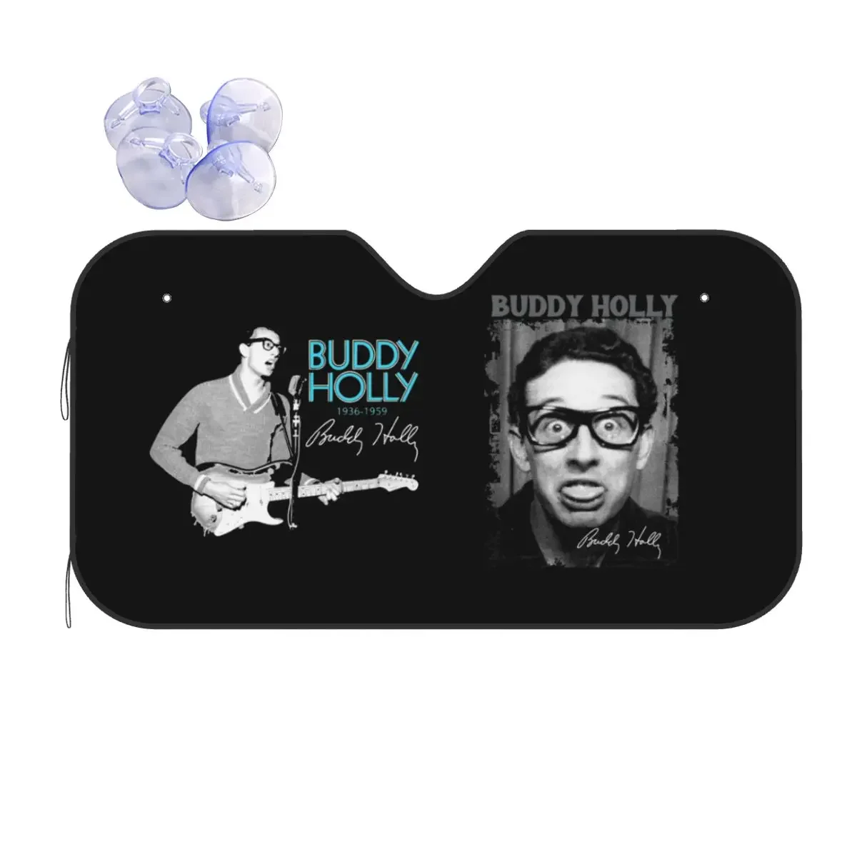 Popular Buddy Holly Funny Windshield Sunshade 76x140cm Rap Music Foils Sun Visor Car-covers