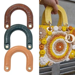 2pcs PU Leather Bag Handles Handmade Handbag Strap Purse Handles Short Bag Belt DIY Bag Replacement Accessories
